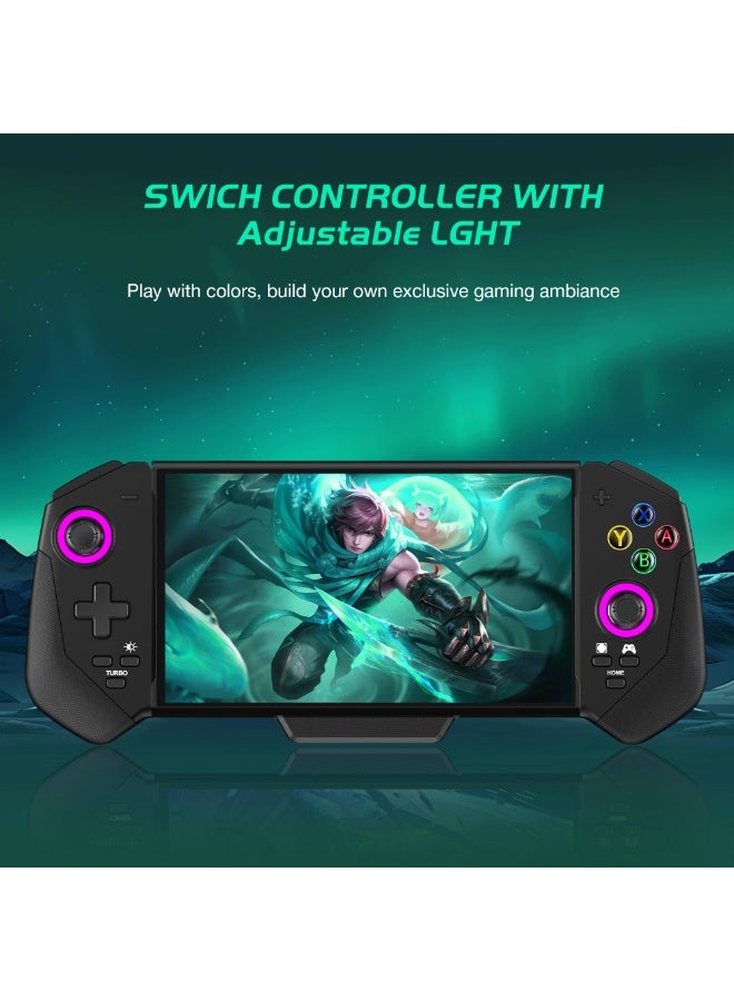 MWS-ForCamping Switch Controllers with Hall Joystick for Switch/OLED, Pro Remote Controller with RGB Light, Turbo, Dual Motor, 4 Game Slots, Wired Joypad Replacement for Switch Controller - Image 2